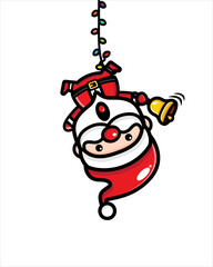 cute santa claus characters hanging on christmas lights