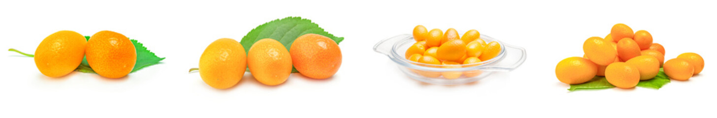 Set of cumquats isolated on a white background