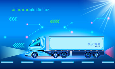 Autonomous smart futuristic truck. Unmanned vehicle.