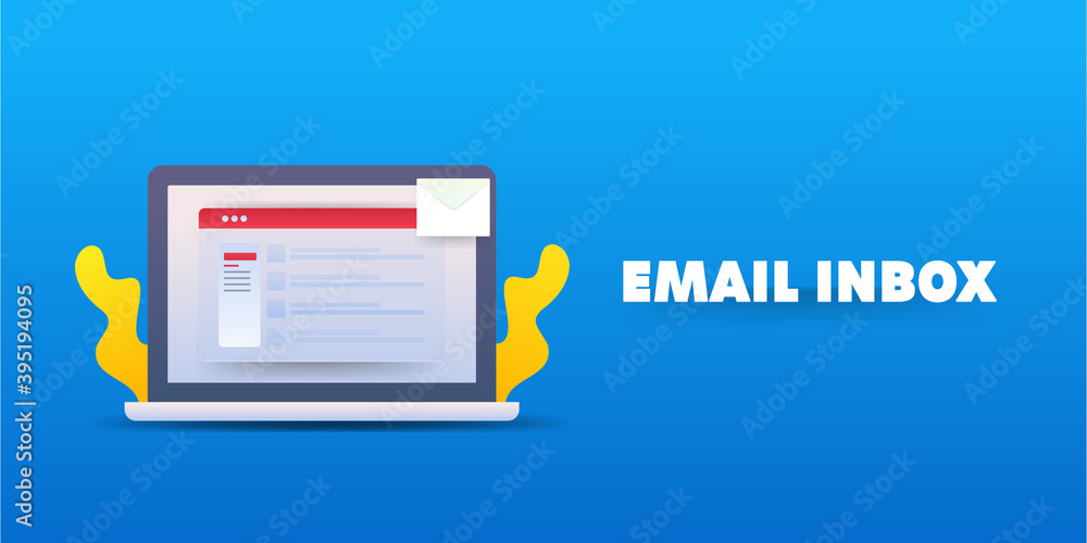 Poster email inbox, email message dashboard on laptop screen. email web interface on computer screen, email