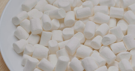 Fototapeta na wymiar White marshmallow in stack, cotton candy