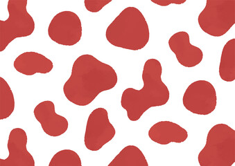 水彩　牛柄パターン　紅白　牛乳　背景装飾イラスト