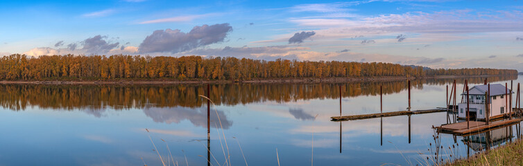 Panoramic reflections on a River Portland Oregon.