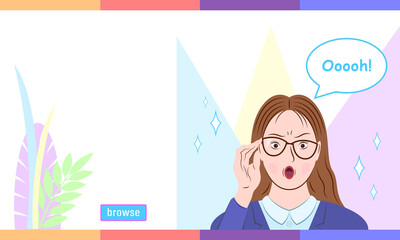 Woman in Glasses in Amazement Emotion