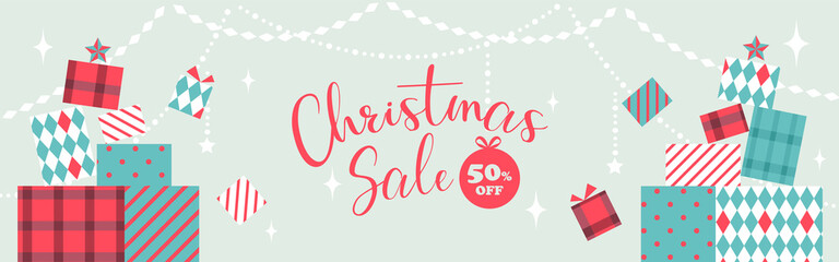 Christmas sale ad template for social media posts, banner, card design, etc.