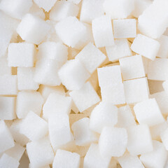 Sugar cube texture background sweet food ingredient, studio shot health high blood risk of diabetes, and calorie intake concept