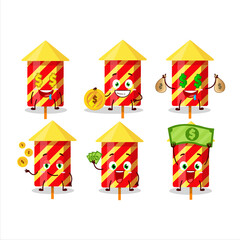 Red firecracker cartoon character with cute emoticon bring money