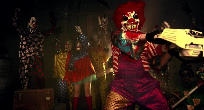 Halloween party horror clowns.  