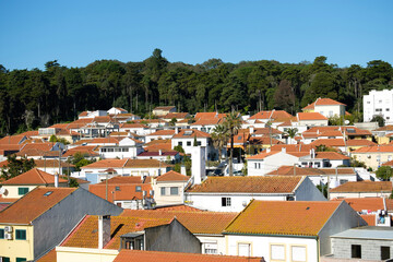 Fototapeta na wymiar town with orange roofs 