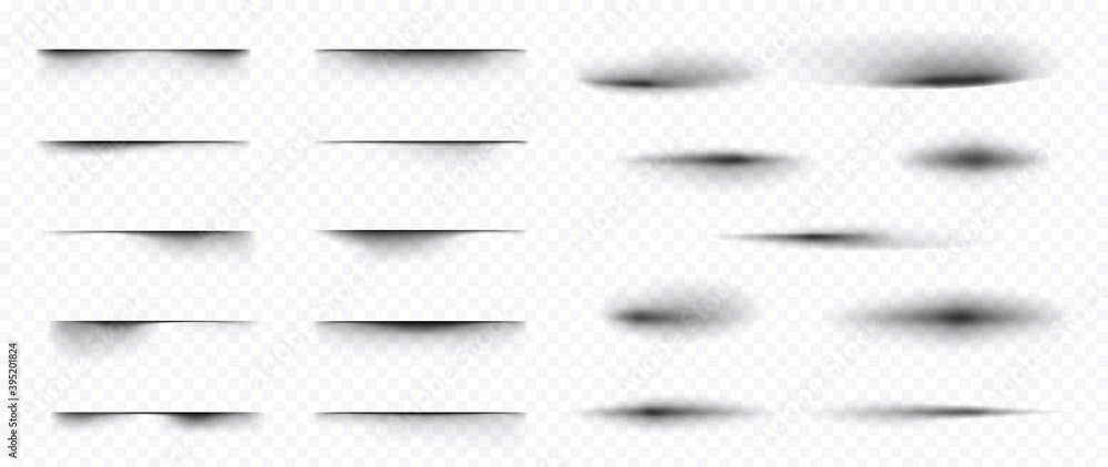 Wall mural realistic shadow effect isolated on transparent background vector. shadows dividing lines and corner