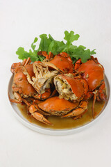 Kepiting asam manis. Crab in sweet and sour sauce.