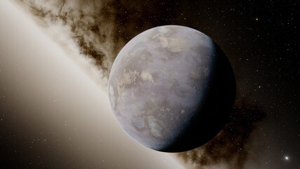 Naklejka premium Deep space planets in the starlight. science fiction illustration