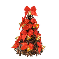small creative Christmas tree made of pine cones