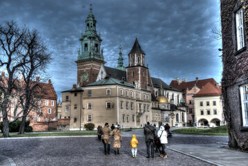 Krakow Poland 22.11.2020 The royal castle at the Wawel Castle. Wawel during the pandemic