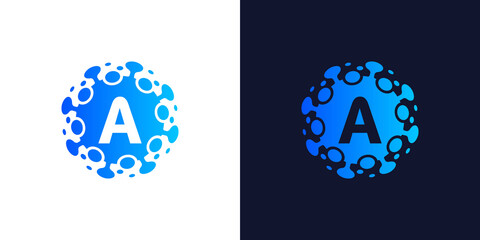 molecule initial Letter A Logo design , Lab Logo Design Element , Design Vector with Dots