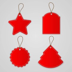 Vector set red tag. Label for price stick.