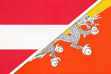 Austria and Bhutan, symbol of national flags from textile.