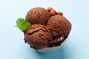 Chocolate ice cream with nuts
