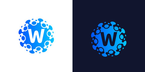 molecule initial Letter V Logo design , Lab Logo Design Element , Design Vector with Dots