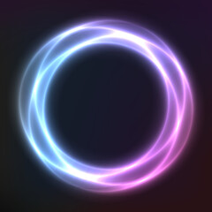 Abstract vector background from neon geometric shapes, vector template, round frame, wallpaper