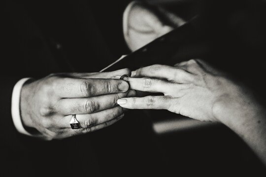 Cropped Hands Of Wedding Couple