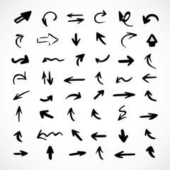 Vector set of hand-drawn arrows, elements for presentation