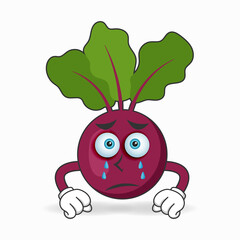 Onion Purple mascot character with sad expression. vector illustration