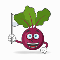Onion Purple mascot character holding a white flag. vector illustration