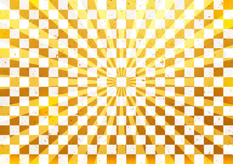 Japanese style sunshine background golden checkered pattern