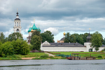 View of the Tolgsky monastery. View from the Volga. Yaroslavl, Russia