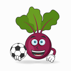 The Onion Purple mascot character becomes a soccer player. vector illustration