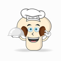 The mushrooms mascot character becomes a chef. vector illustration