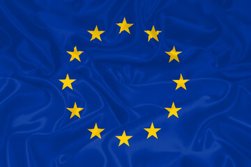 Europe Flag waving. National flag of Europe with waves and wind. Official colors and proportion. European EU Flag