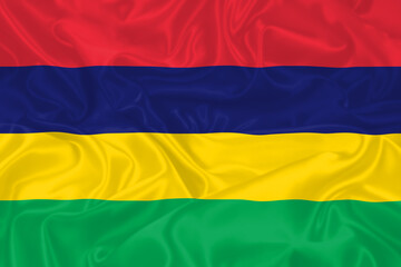 Mauritius Flag waving. National flag of Mauritius with waves and wind. Official colors and proportion. Mauritian Flag