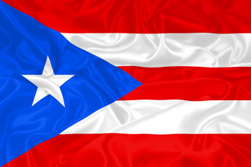 Puerto Rico Flag waving. National flag of Puerto Rico with waves and wind. Official colors and proportion. Puerto Rican Flag
