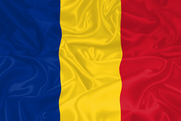 Romania Flag waving. National flag of Romania with waves and wind. Official colors and proportion. Romanian Flag