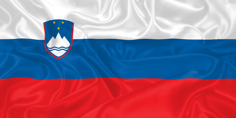 Slovenia Flag waving. National flag of Republic of Slovenia with waves and wind. Official colors and proportion. Slovenian Flag