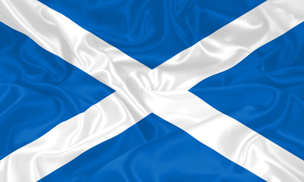 Scotland Flag waving. National flag of Scotland with waves and wind. Official colors and proportion. Scottish Flag