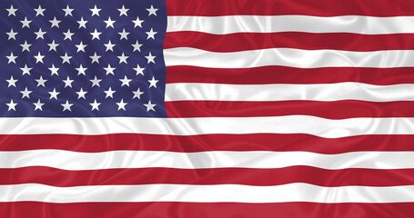 Naklejka premium USA Flag waving. National flag of America with waves and wind. Official colors and proportion. United States of America Flag