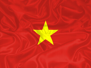 Vietnam Flag waving. National flag of Vietnam with waves and wind. Official colors and proportion. Vietnamese Flag