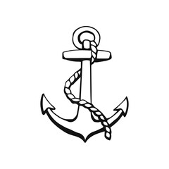 Hand drawn anchor vector illustration on white background