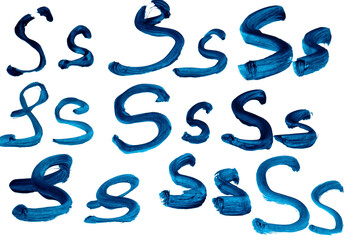The letter S is drawn in different versions.