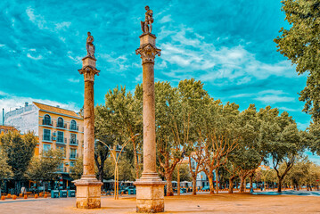 Column Alameda de Hercules in downtown of the city Seville - is