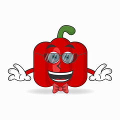 The Red paprika mascot character becomes a businessman. vector illustration