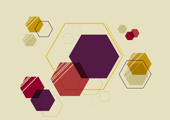Hexagon shape geometric vintage background or backdrop