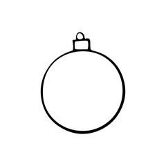 Vector hand drawn contour and shape of Christmas tree ball for coloring at Xmas and New year holidays. Template for kids creativity