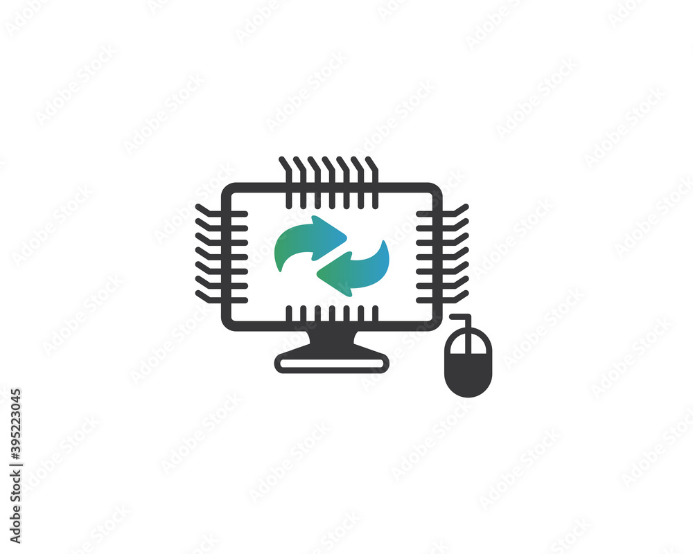 Poster tech chip logo vector. best digital screen connection design template