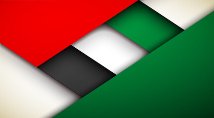 Fototapeta premium flat paper illustration card Spirit of the union, 48 National day, United Arab Emirates, 2 December. UAE 48 Independence Day background in national flag color theme Celebration banner with ribbon flag