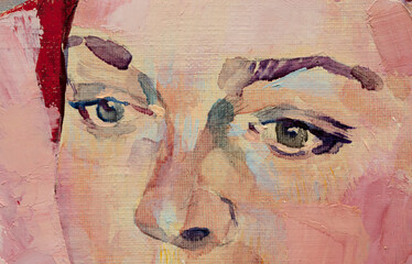 oil painting, female portrait, handmade