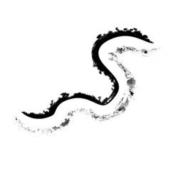 Curved Brush Stroke . Vector Logo Design Template . Twirl Grunge Shapes . Trace of mascara.